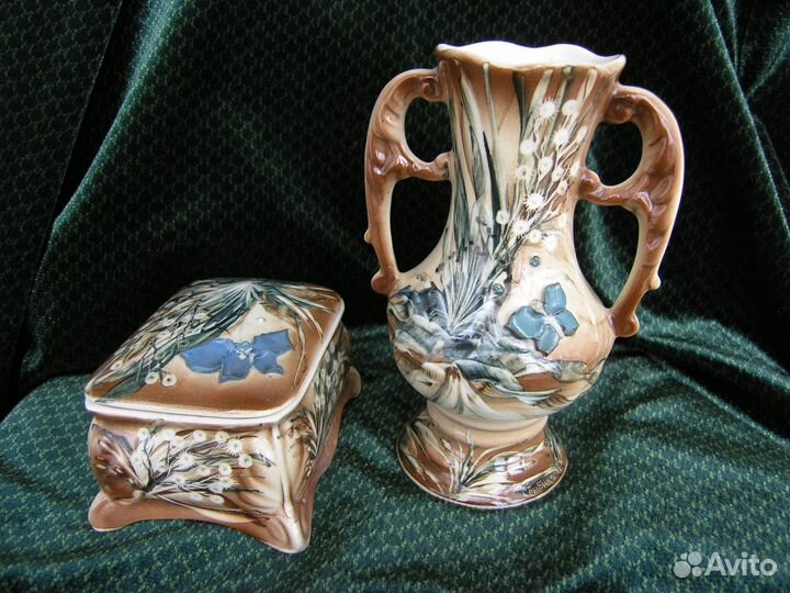 Винтажный набор. Ваза и шкатулка