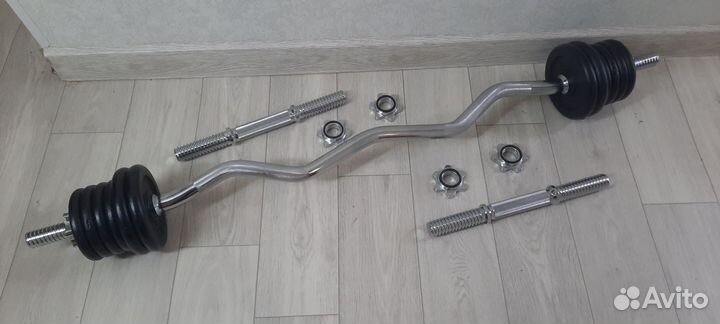 Изогнутый гриф штанга И гантели