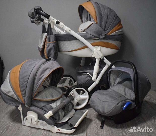 Коляска 3в1 Adamex Barletta New (гелевые колеса)