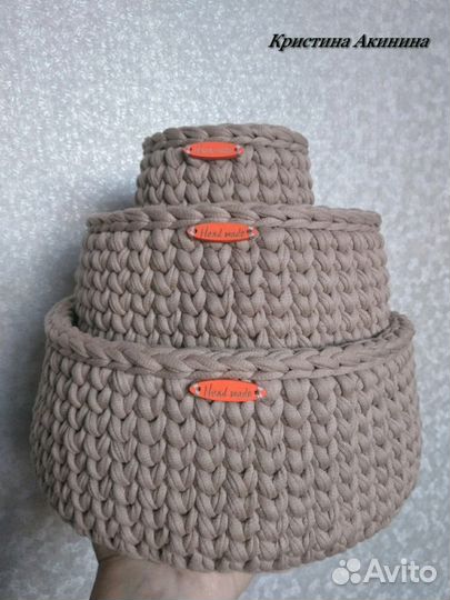 Корзинки из трикотажной пряжи на заказ