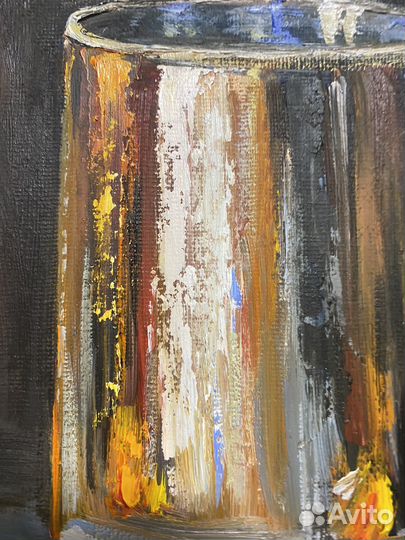 Картина маслом натюрморт посуда апельсин