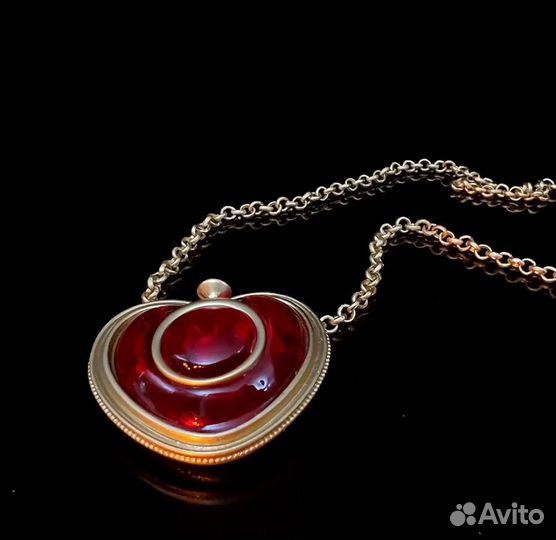 Колье Красное сердце с рубином.Италия
