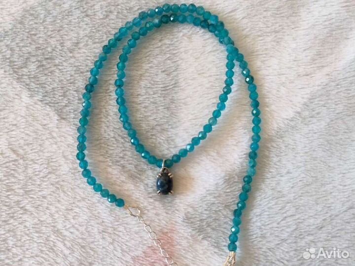 Чокер апатит лазурит