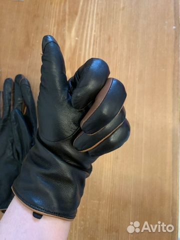 Перчатки кожа утепленные черно-коричневые