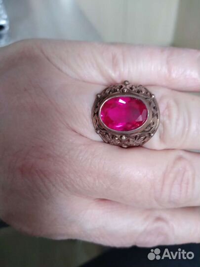 Серебряный перстень с рубином винтаж
