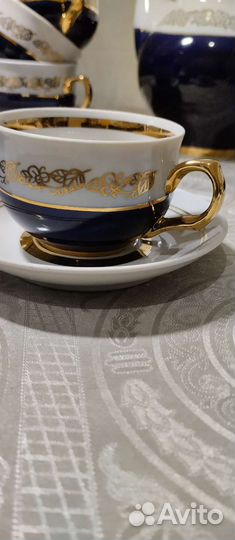 Сервиз кофейный фарфор, кобальт, Полонский, СССР