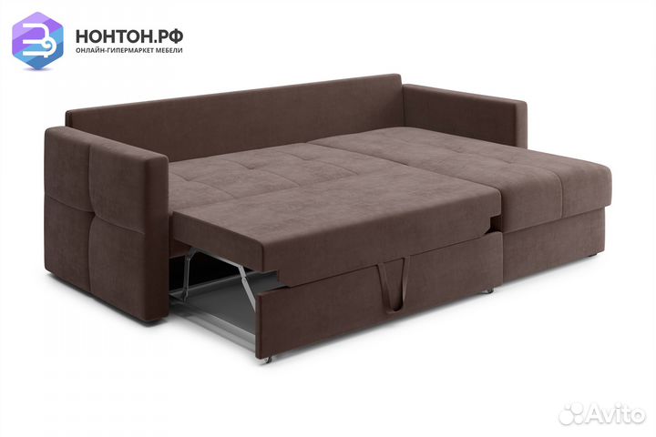 Диван угловой дельфин Вита коричневый