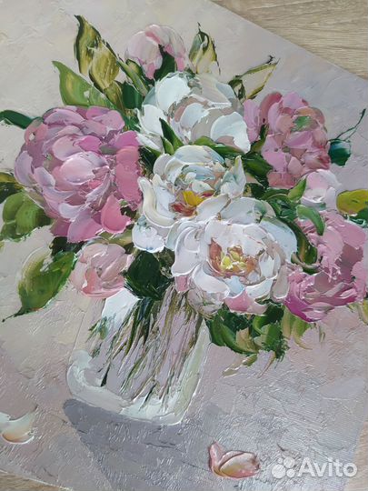 Картина маслом Пионы