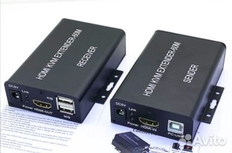 Hdmi удлинитель KVM до 60 метров по CAT-5/6+USB