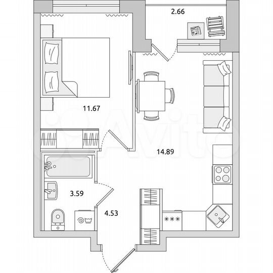 1-к. квартира, 37,3 м², 11/21 эт.
