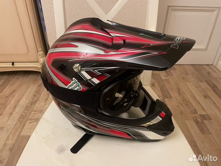 Мотошлем кроссовый с очками