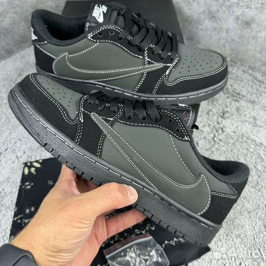 Кроссовки nike air jordan 1 low travis scott black