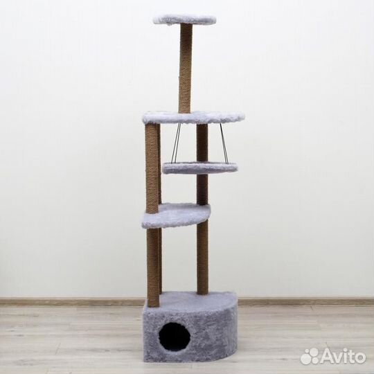 Комплекс для кошек с когтеточкой, угловой, с гамак