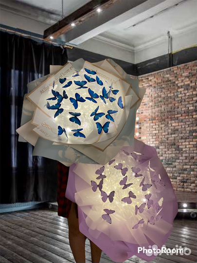 Мега большие светящиеся букеты из бабочек