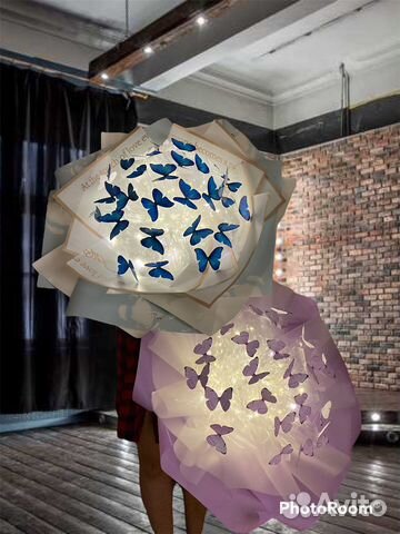 Мега большие светящиеся букеты из бабочек