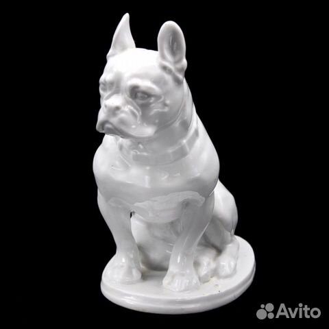 Бульдог фарфоровый СССР белый
