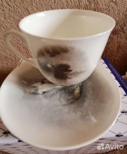 Чашка с блюдцем Ёжик в тумане ифз фарфор