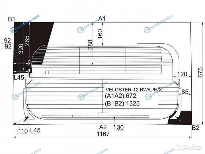Veloster-12 rwuhx Стекло заднее с обогревом hyunda