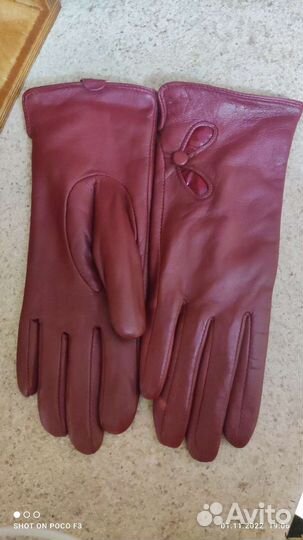 Перчатки женские кожаные новые