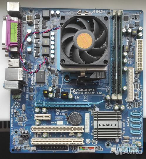 Мать GA-M68M-S2P, AMD Athlon 64 3500+, 2GB, бп