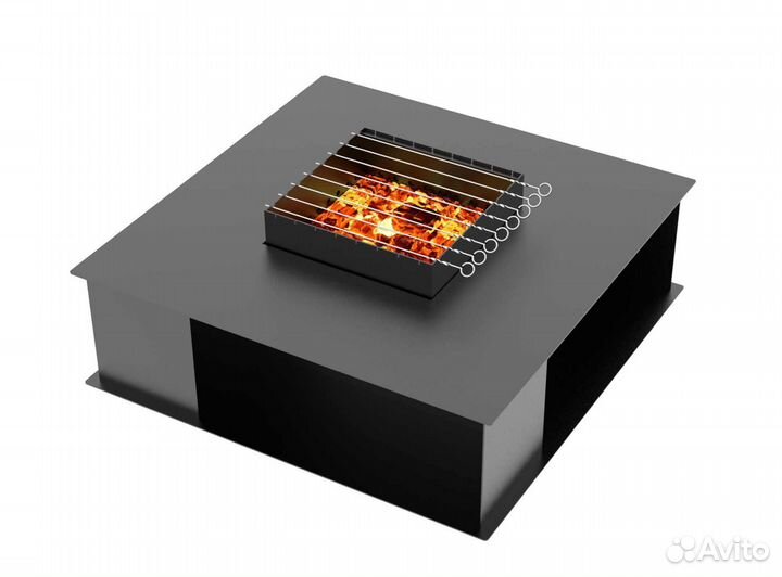 Дизайнерский очаг-мангал квадратный