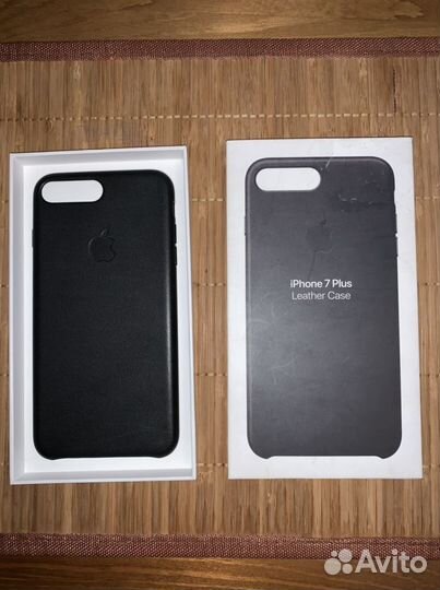 Чехол оригинальный кожаный чёрный, новый для Apple