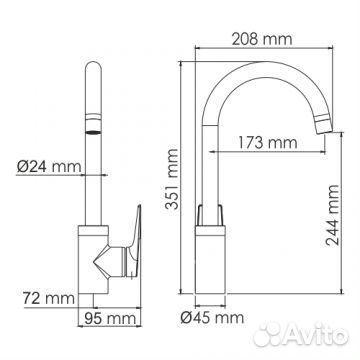 Смеситель Wasserkraft Glan 6600 черный 6607