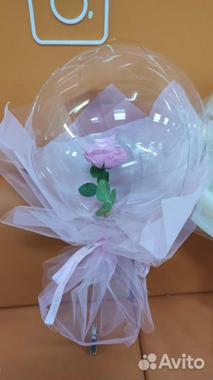 Шар бобо с розой внутри