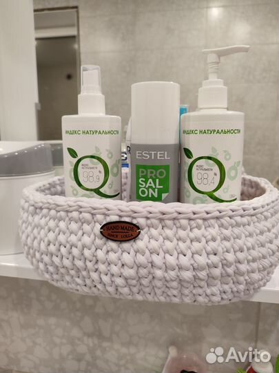 Корзина вязаная из трикотажной пряжи