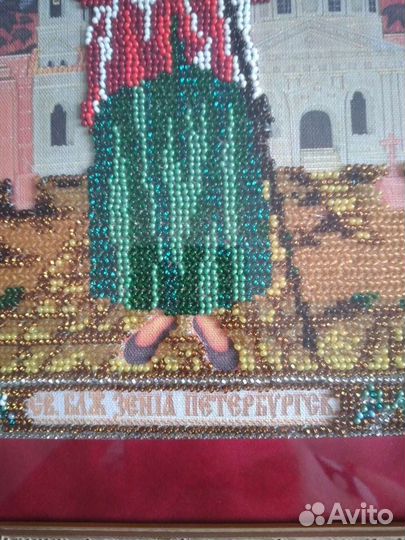 Икона ручная работа, бисер, освещенные