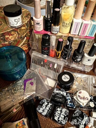 Сет, пакет для маникюра, гель лаки,база, стразы