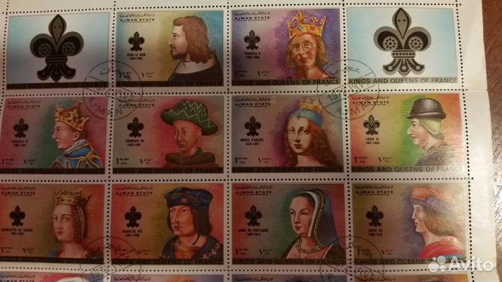 Марки ajman Kings and Queens of France 1972 год