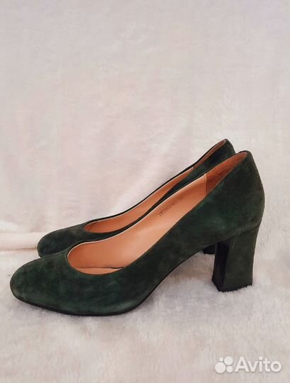 Туфли лодочки Para 36 р, нат.кожа (замша), зеленый