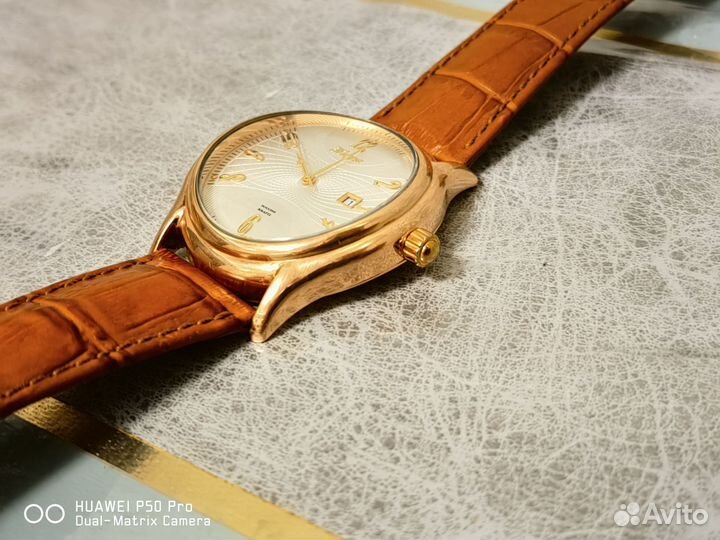 Крупные мужские золотые часы Ника премиум класса