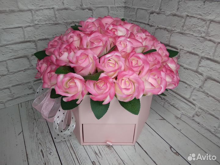 Букет из мыльных роз,букет шкатулка,цветы