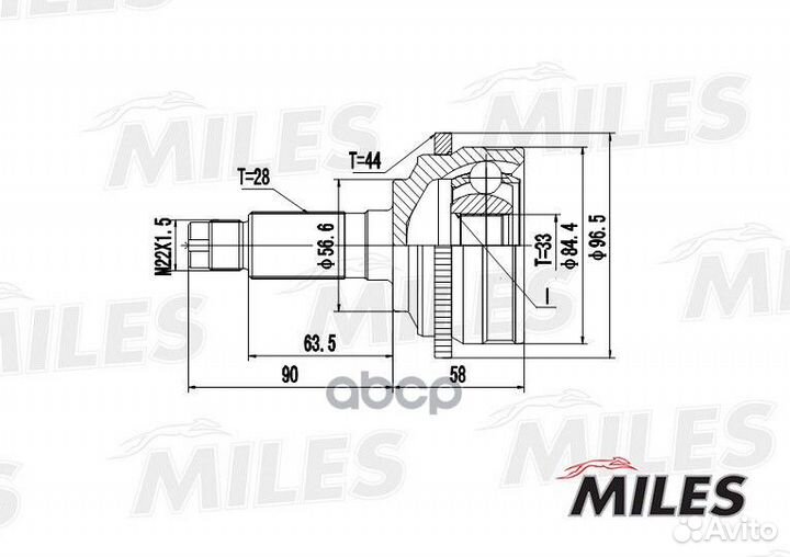 ШРУС mazda 6 I 2.0D 02-07 нар. +ABS ga20221 Miles