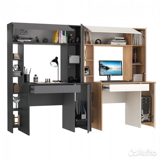 Два стола для домашнего офиса Mobi Комфорт 12.71 цвет антрацит/серый/дуб золотой/белый