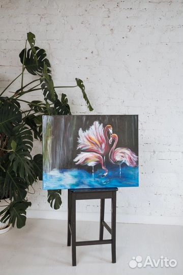 Картина интерьерная современная «Семья фламинго»