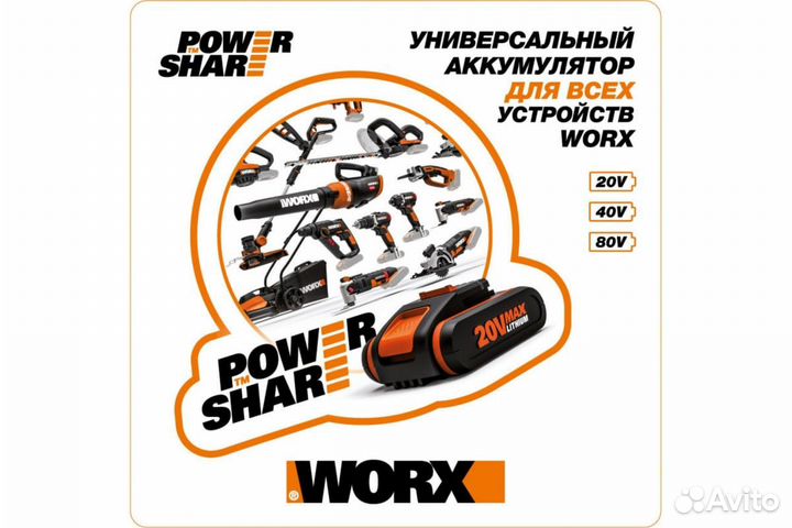 Аккумуляторная угловая шлифмашина worx WX803