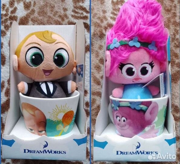 Кружка с игрушкой босс Молокосос и тролль Розочка