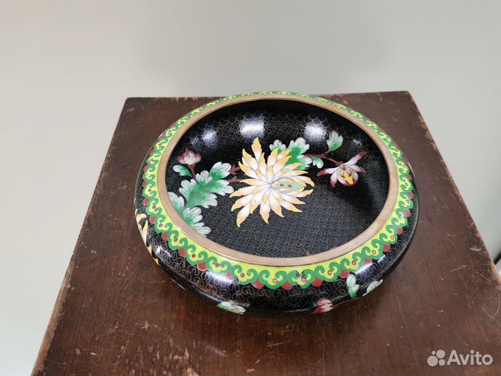 Ваза чаша клуазоне Китай Япония 1950 год эмаль