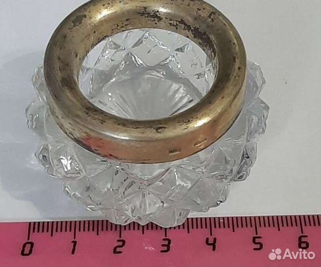 Хрустальные солонки с серебряным ободком