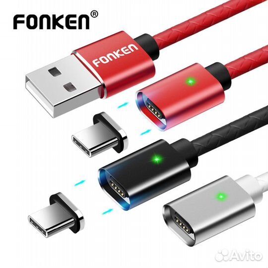 Магнитный кабель fonken microusb/Type-C/iPhone 1 м
