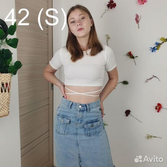 Топ в рубчик с завязками Camelia