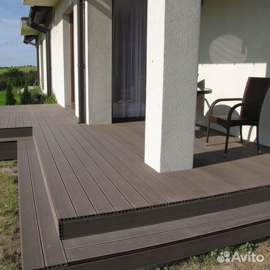 Террасная доска дпк полнотелая графит