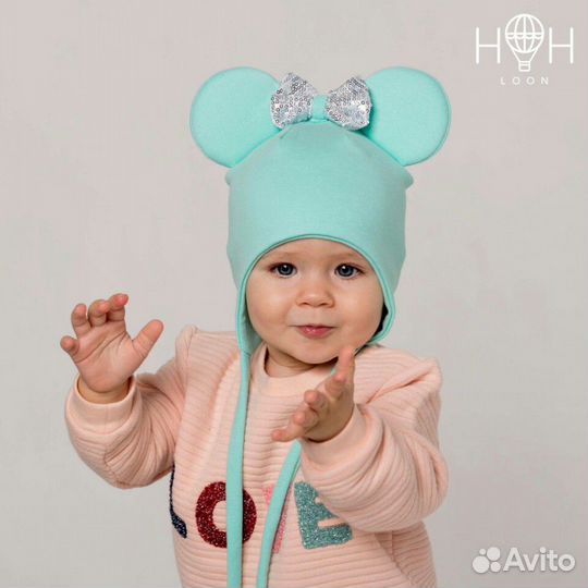 Трикотажная шапка на завязках 46-50