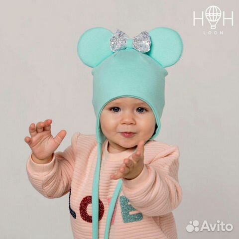 Трикотажная шапка на завязках 46-50