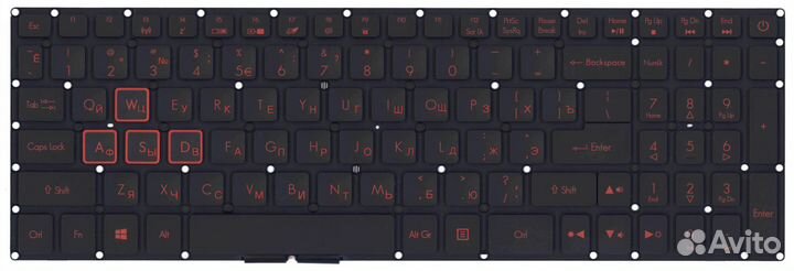 Клавиатура Acer Nitro 5 AN515-51 с красной подсвет