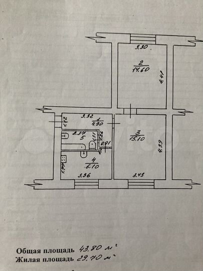 2-к. квартира, 43,8 м², 2/2 эт.
