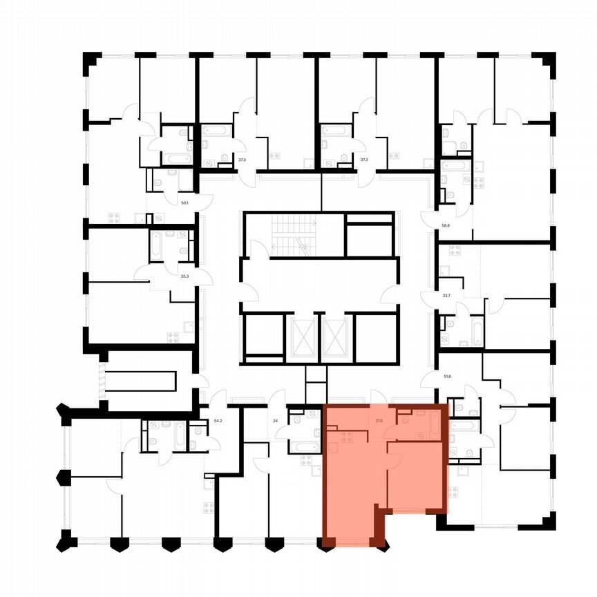 Квартира-студия, 37,6 м², 12/13 эт.
